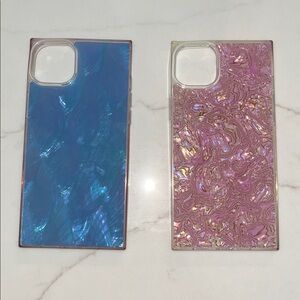 iPhone 14+ Blue and Pink Iridescent Phone Cases
